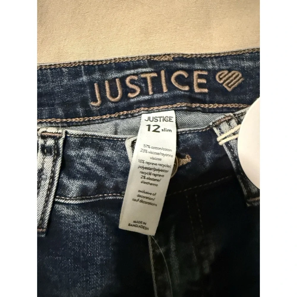 Justice NWT Girlfriend Soft Stretchy Blue Jeans Girls Sz 12 Slim